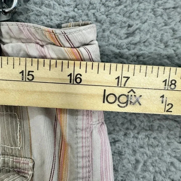 Vintage Y2K American Eagle Capri pants womens 8 pink striped embroidered ruched - Picture 3 of 8